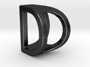 Two way letter pendant - DD D in Polished and Bronzed Black Steel