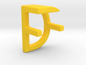 Two way letter pendant - DF FD in Yellow Processed Versatile Plastic