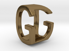 Two way letter pendant - DG GD in Polished Bronze