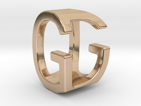 Two way letter pendant - DG GD in 14k Rose Gold Plated Brass
