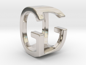 Two way letter pendant - DG GD in Rhodium Plated Brass