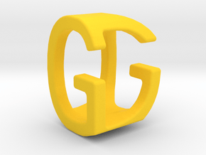 Two way letter pendant - DG GD in Yellow Processed Versatile Plastic