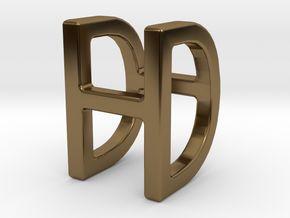 Two way letter pendant - DH HD in Polished Bronze