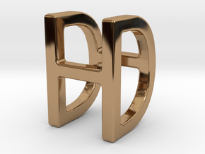 Two way letter pendant - DH HD in Polished Brass