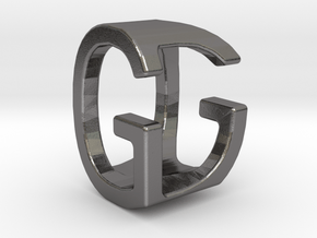 Two way letter pendant - DG GD in Polished Nickel Steel