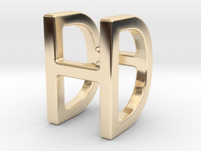 Two way letter pendant - DH HD in 14k Gold Plated Brass