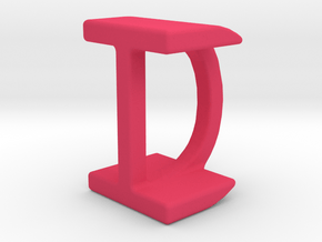 Two way letter pendant - DI ID in Pink Processed Versatile Plastic