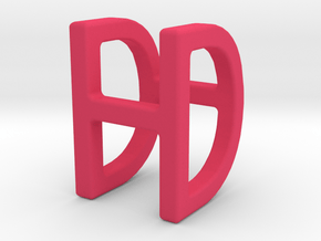 Two way letter pendant - DH HD in Pink Processed Versatile Plastic