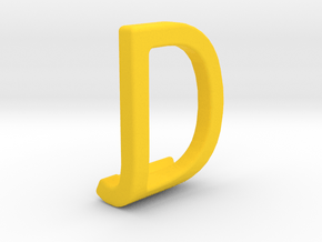 Two way letter pendant - DJ JD in Yellow Processed Versatile Plastic