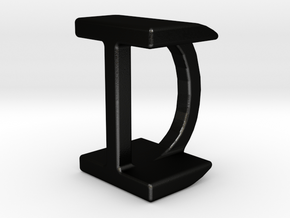 Two way letter pendant - DI ID in Matte Black Steel