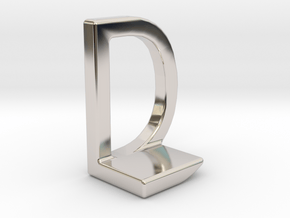 Two way letter pendant - DL LD in Rhodium Plated Brass