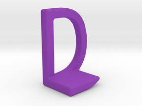 Two way letter pendant - DL LD in Purple Processed Versatile Plastic