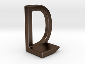 Two way letter pendant - DL LD in Polished Bronze Steel