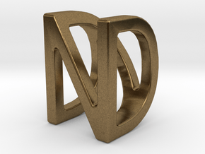 Two way letter pendant - DN ND in Natural Bronze
