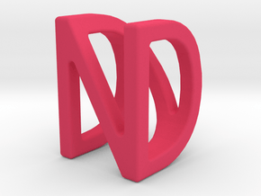 Two way letter pendant - DN ND in Pink Processed Versatile Plastic