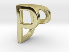 Two way letter pendant - DP PD in 18k Gold Plated Brass