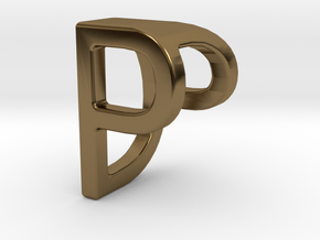 Two way letter pendant - DP PD in Polished Bronze