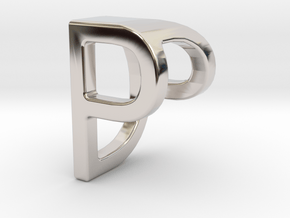 Two way letter pendant - DP PD in Rhodium Plated Brass