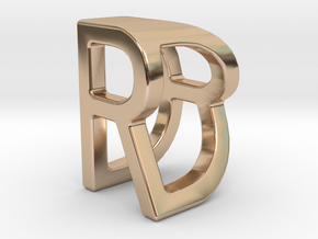 Two way letter pendant - DR RD in 14k Rose Gold Plated Brass