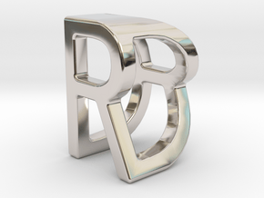 Two way letter pendant - DR RD in Rhodium Plated Brass