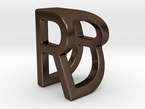 Two way letter pendant - DR RD in Polished Bronze Steel