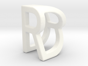 Two way letter pendant - DR RD in White Processed Versatile Plastic