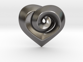 Twisted ☆ Heart Pendant  in Polished Nickel Steel