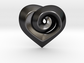 Twisted ☆ Heart Pendant  in Polished and Bronzed Black Steel