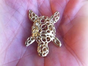 Turtle-Pendant-Shapeways-thickness-test2-0.6mmthic in Natural Brass