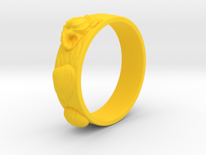 Sea Shell Ring 1 - US-Size 7 1/2 (17.75 mm) in Yellow Processed Versatile Plastic