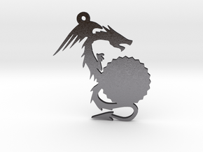 Small Customizable Dragon Keychain/Pendant in Polished and Bronzed Black Steel