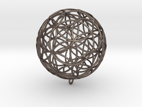 Pendant 35mm Flower Of Life in Polished Bronzed Silver Steel