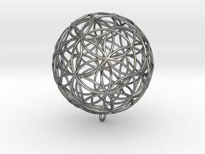 Pendant 35mm Flower Of Life in Fine Detail Polished Silver