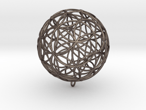 Pendant 88mm Flower Of Life in Polished Bronzed Silver Steel