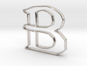 Typography Pendant B in Rhodium Plated Brass