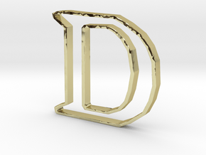 Typography Pendant D in 18k Gold Plated Brass