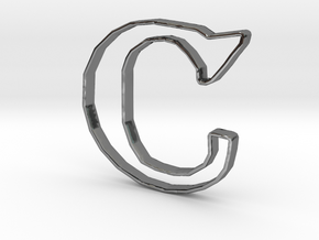 Typography Pendant C in Fine Detail Polished Silver
