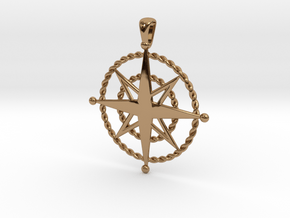 Compass Rose Pendant in Polished Brass