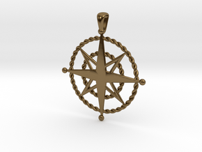 Compass Rose Pendant in Polished Bronze
