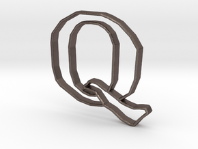 Typography Pendant Q in Polished Bronzed Silver Steel