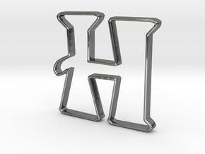 Typography Pendant H in Fine Detail Polished Silver