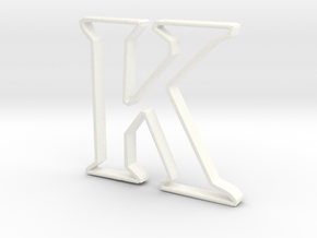 Typography Pendant K in White Processed Versatile Plastic
