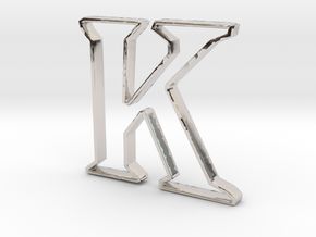 Typography Pendant K in Rhodium Plated Brass