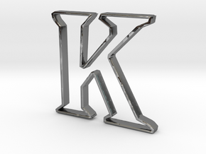Typography Pendant K in Fine Detail Polished Silver