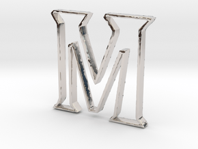 Typography Pendant M in Rhodium Plated Brass