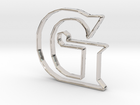 Typography Pendant G in Rhodium Plated Brass