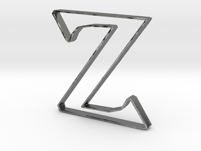 Typography Pendant Z in Fine Detail Polished Silver