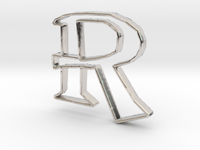 Typography Pendant R in Rhodium Plated Brass