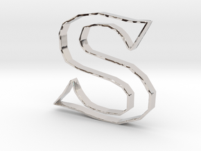 Typography Pendant S in Rhodium Plated Brass