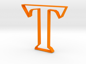 Typography Pendant T in Orange Processed Versatile Plastic